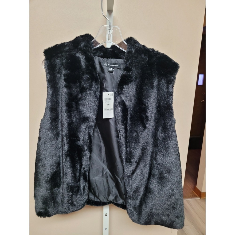 INC International Concepts Women's Faux-Fur Vest - Black - Size‎ Small